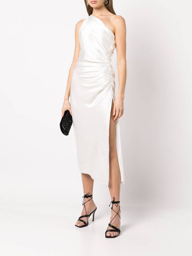 Michelle Mason Asymmetrisch gesmockte jurk Wit