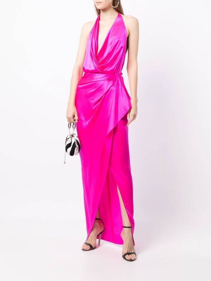 Michelle Mason Avondjurk met gesmockt detail Roze
