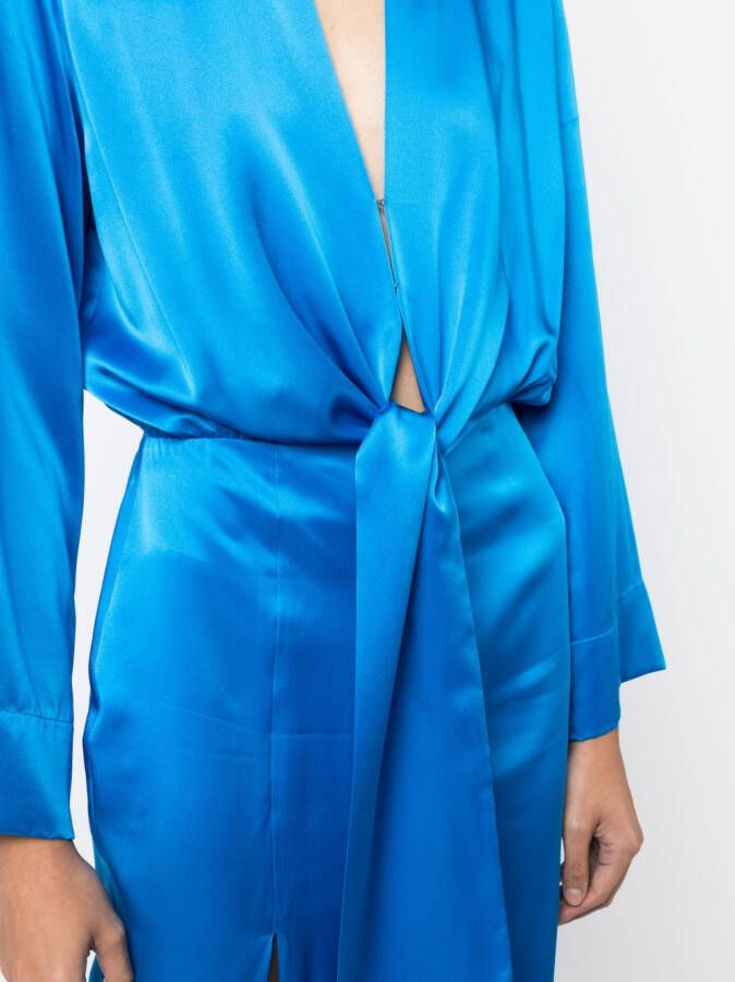 Michelle Mason Avondjurk met gestrikte voorkant Blauw