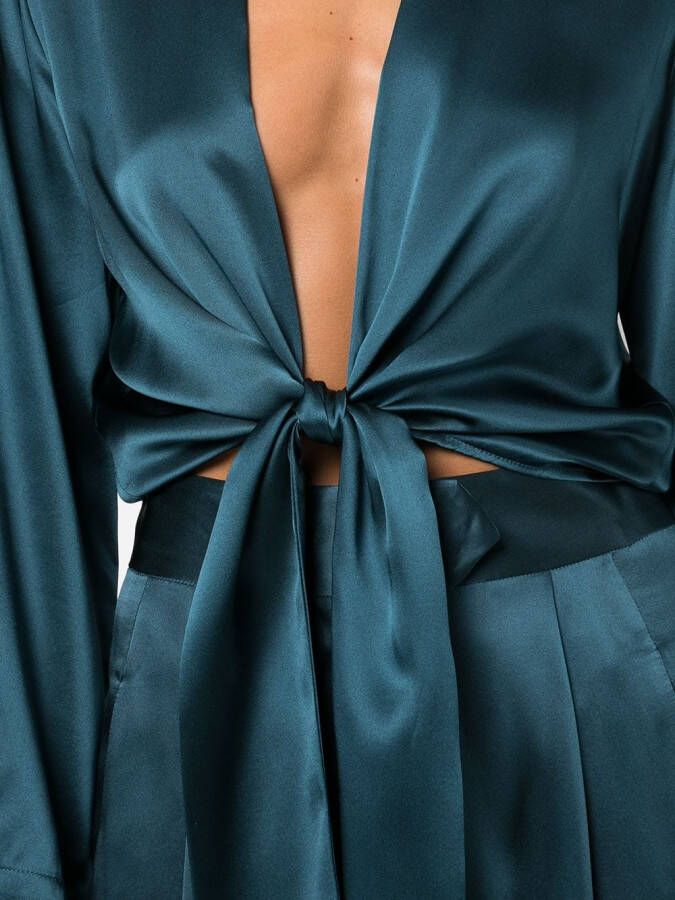 Michelle Mason Blouse met gestrikte taille Blauw