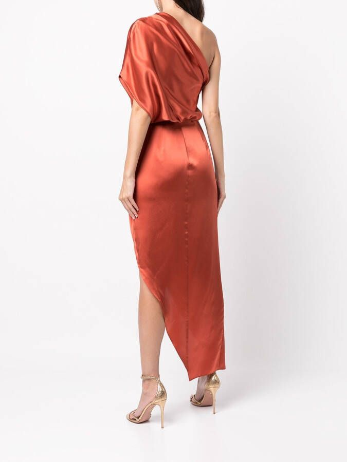 Michelle Mason Gedrapeerde midi-jurk Oranje