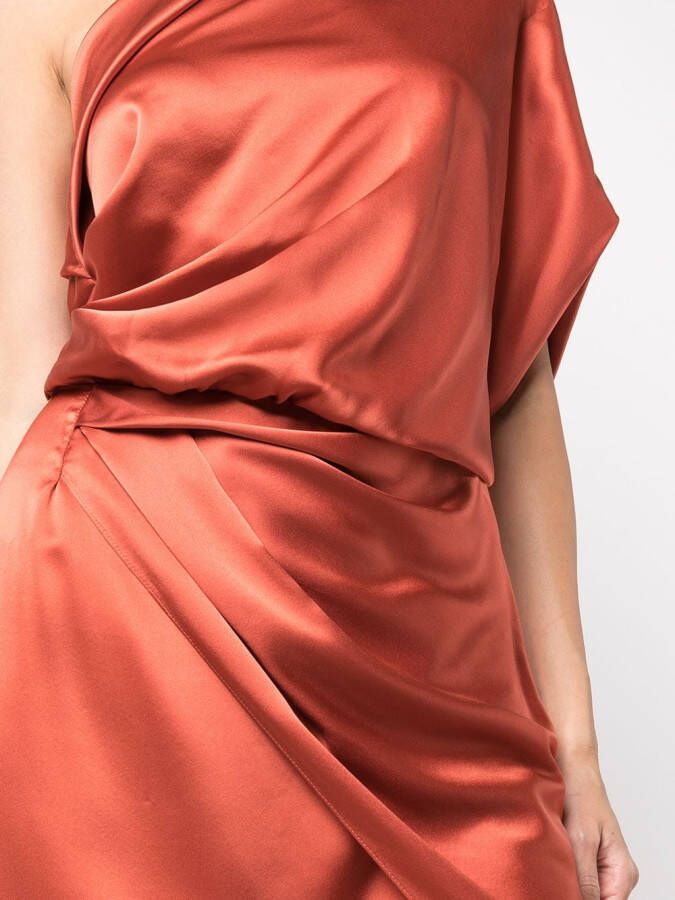 Michelle Mason Gedrapeerde midi-jurk Oranje