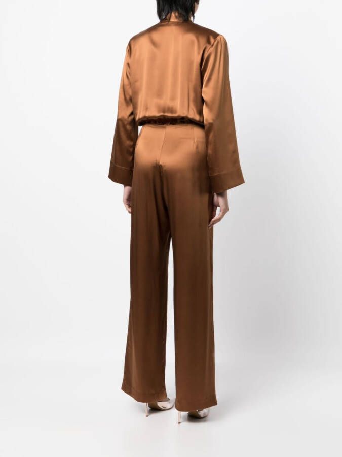 Michelle Mason Jumpsuit met gestrikte voorkant Bruin