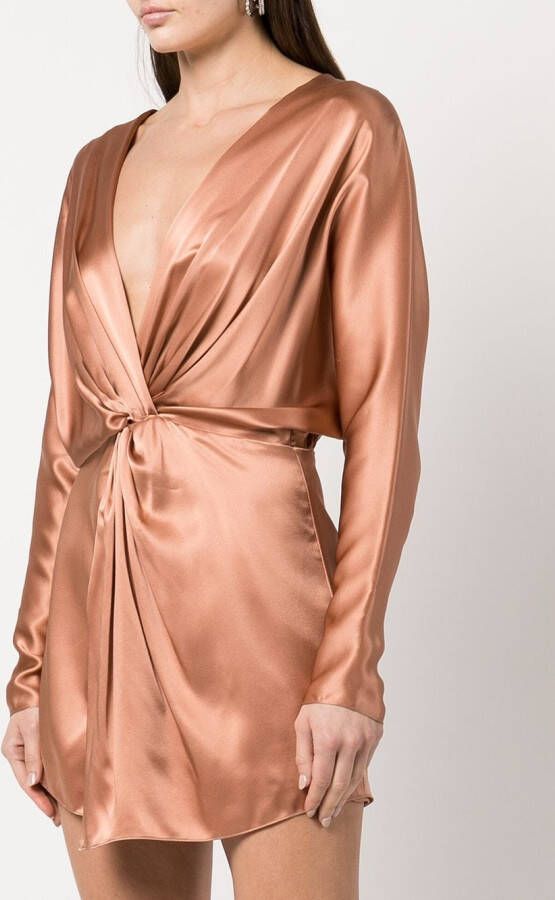 Michelle Mason Mini-jurk met strikdetail Beige