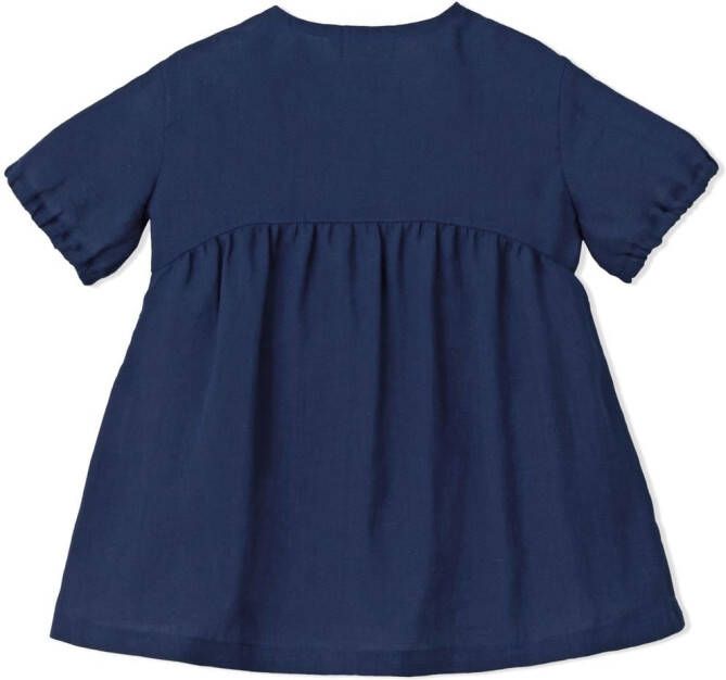 Miki House Jurk met geborduurd logo Blauw