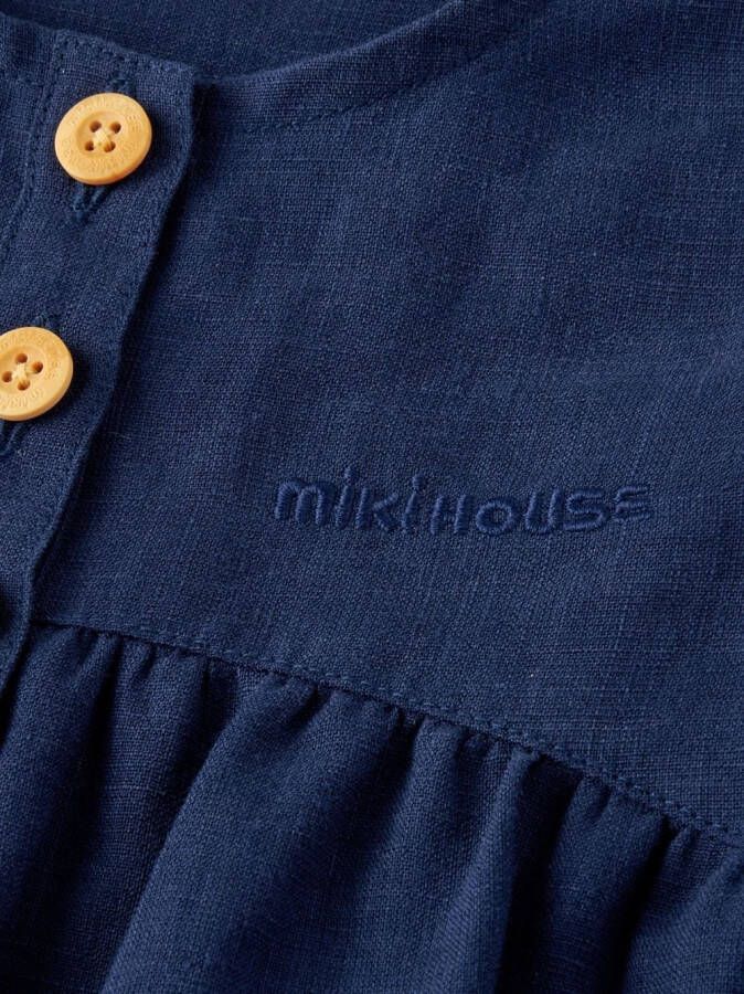 Miki House Jurk met geborduurd logo Blauw