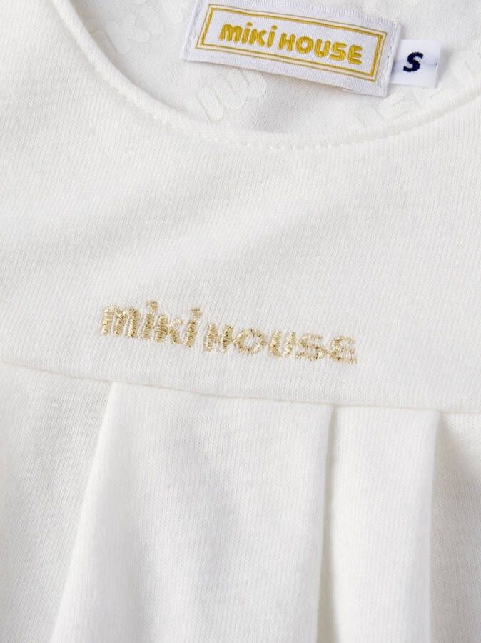 Miki House Jurk met geborduurd logo Wit