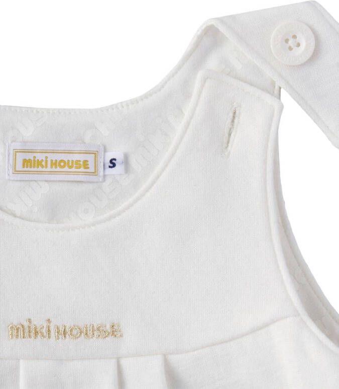 Miki House Jurk met geborduurd logo Wit