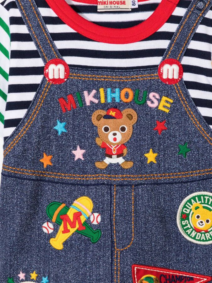 Miki House T-shirt met tuinprint Blauw
