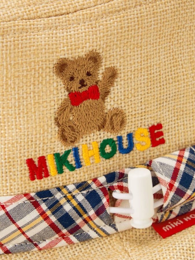 Miki House Zonnehoed met geborduurd logo Beige