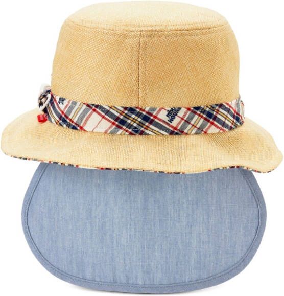 Miki House Zonnehoed met geborduurd logo Beige