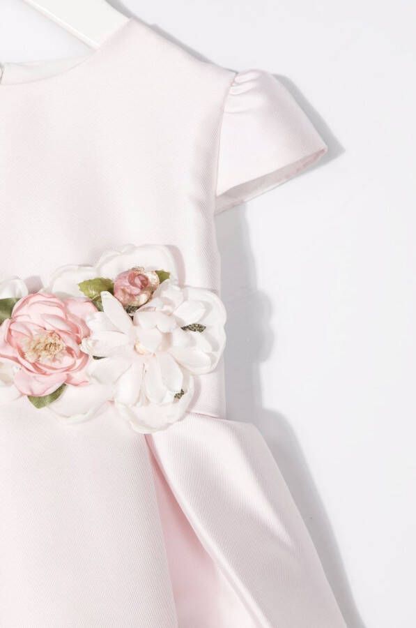 Mimilù Jurk met bloemenapplicatie Roze