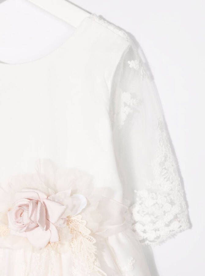 Mimilù Jurk met bloemenpatch Wit