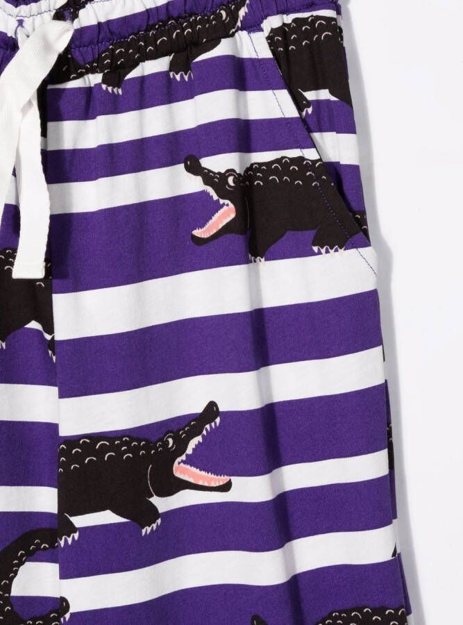 Mini Rodini Broek met krokodillenprint Paars