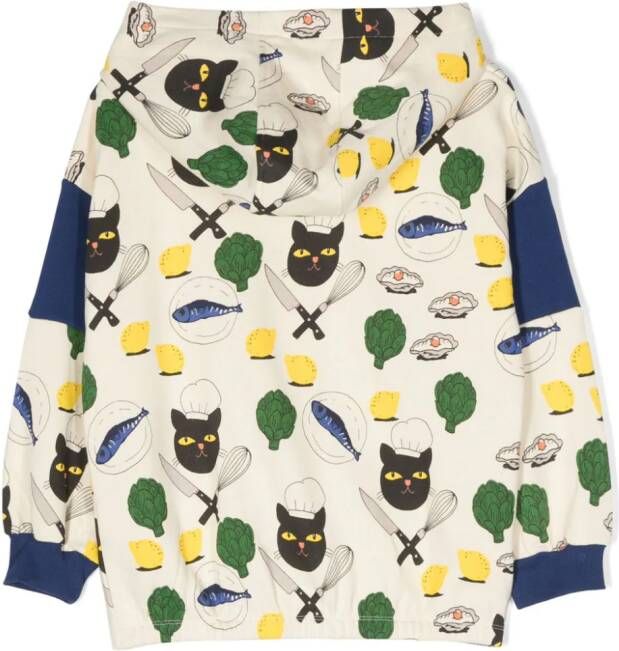 Mini Rodini Chef Cat katoenen hoodie Beige