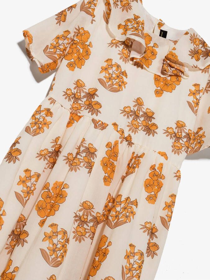 Mini Rodini Jurk met bloemenprint Beige