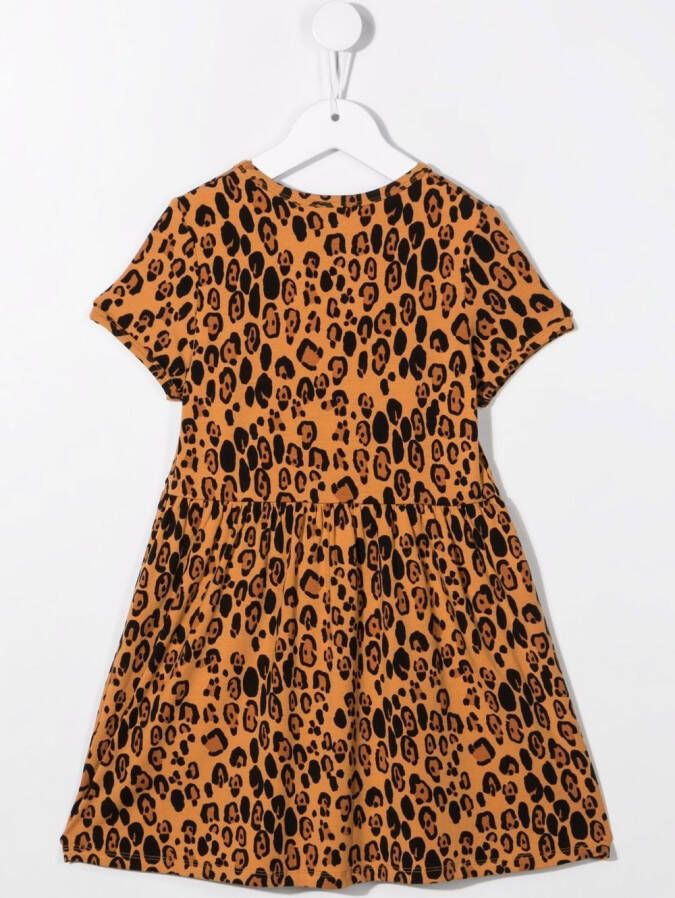 Mini Rodini Midi-jurk met luipaardprint Beige