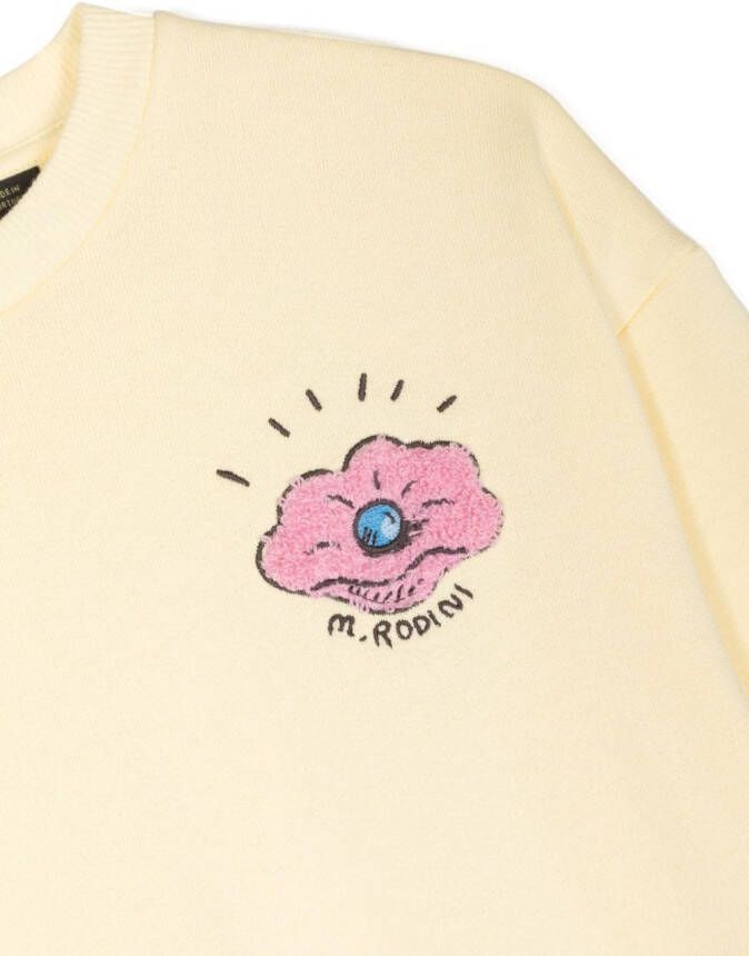 Mini Rodini Sweater met geborduurde tijger Geel