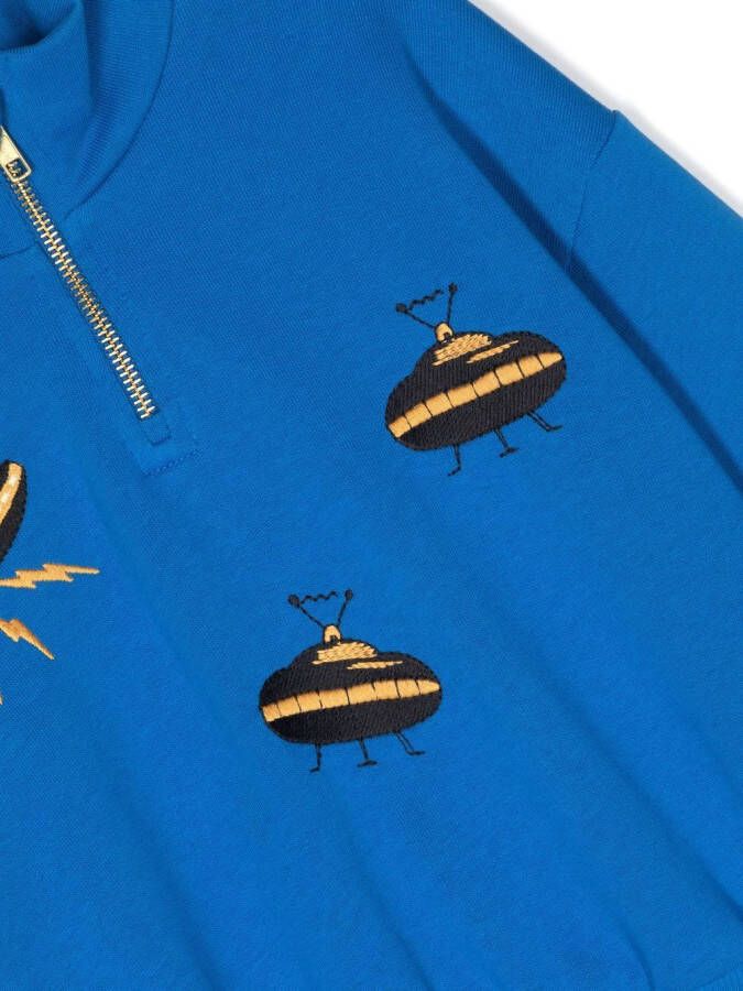 Mini Rodini Sweater met halve rits Blauw