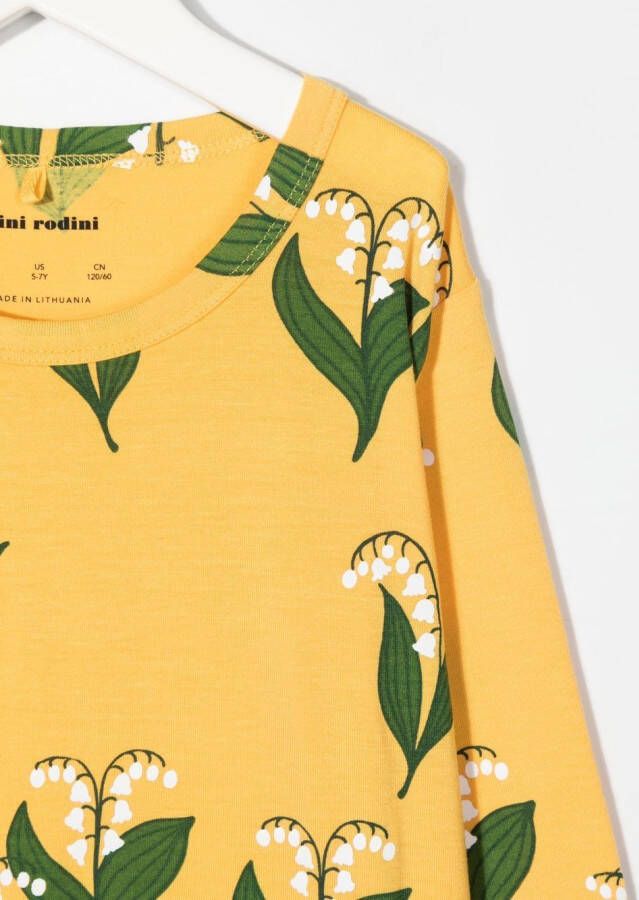 Mini Rodini T-shirt met bloemenprint Geel
