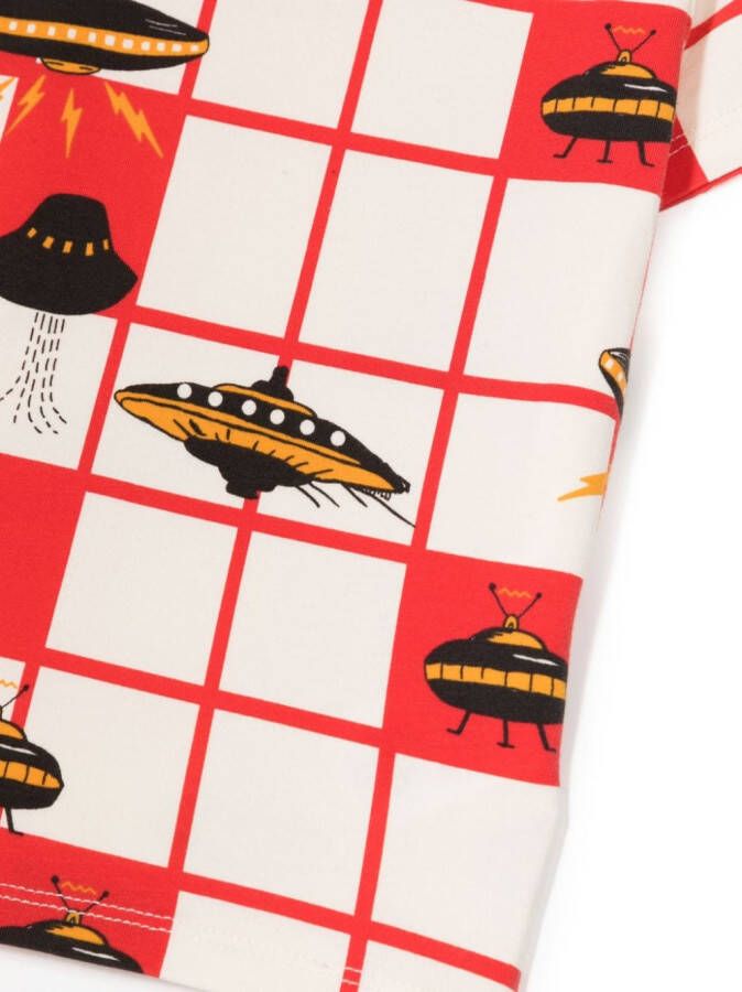 Mini Rodini T-shirt met UFO-print Beige
