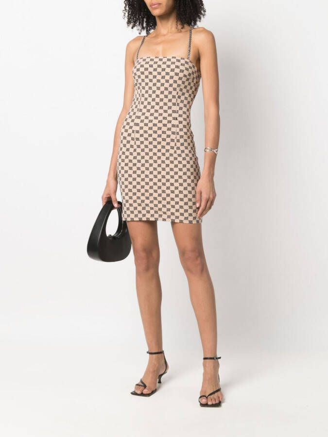 MISBHV Mini-jurk met monogramprint Beige