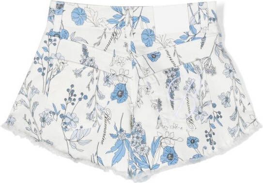 Miss Blumarine Shorts met bloemenprint Wit