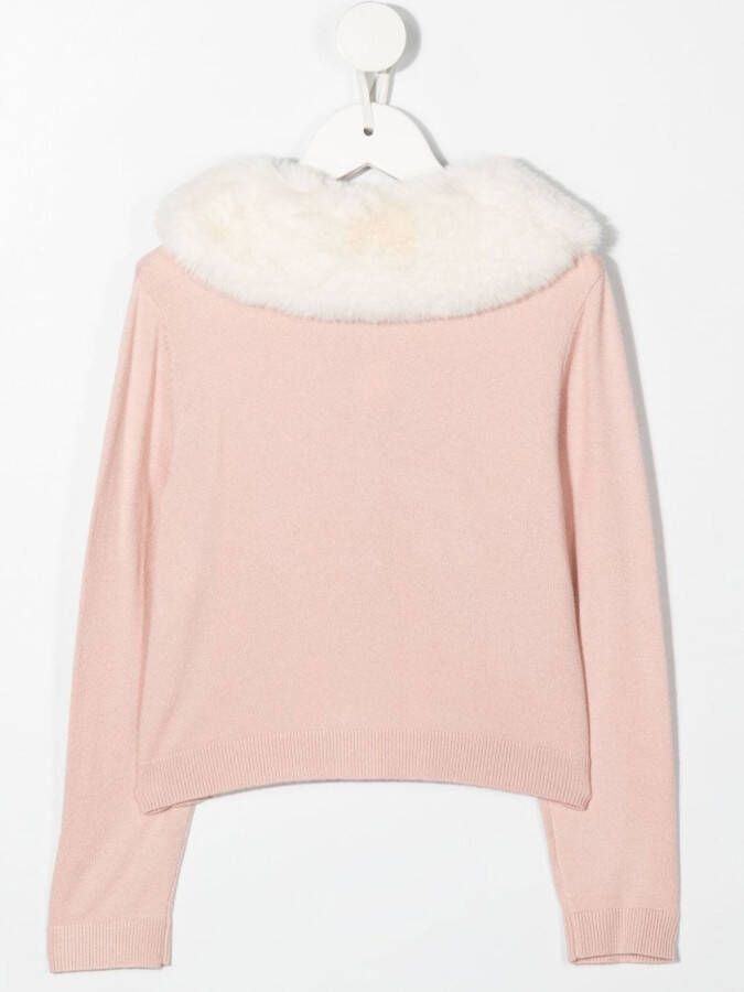 Miss Blumarine Vest met afwerking van imitatiebont Roze