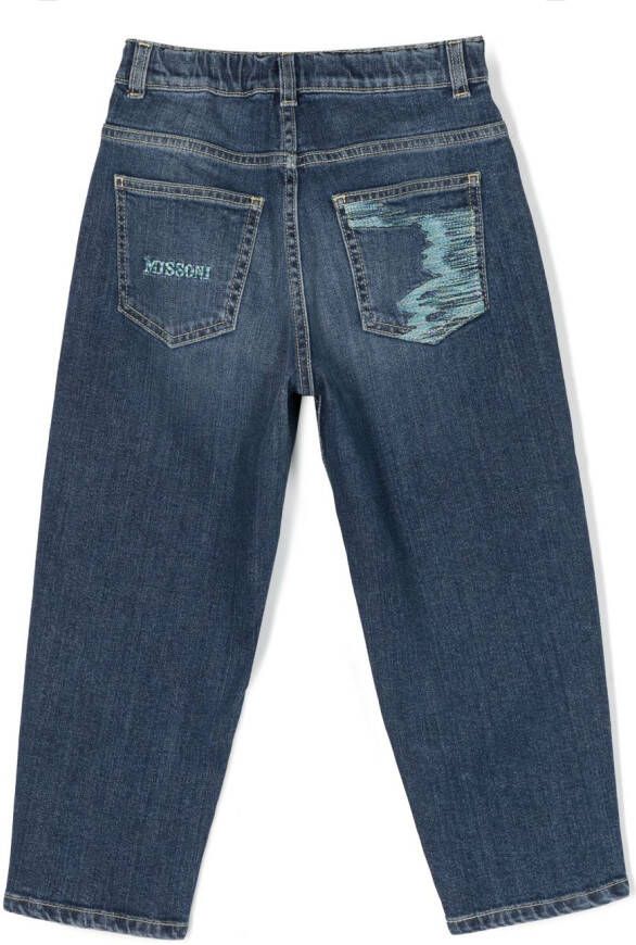 Missoni Kids Jeans met geborduurd logo Blauw