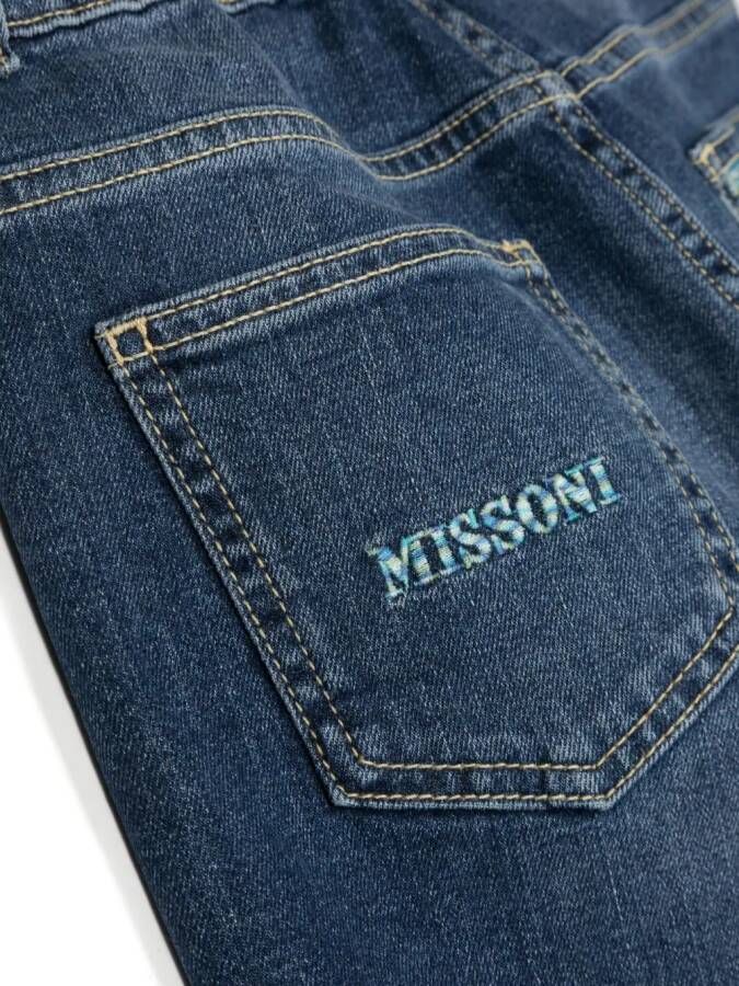 Missoni Kids Jeans met geborduurd logo Blauw