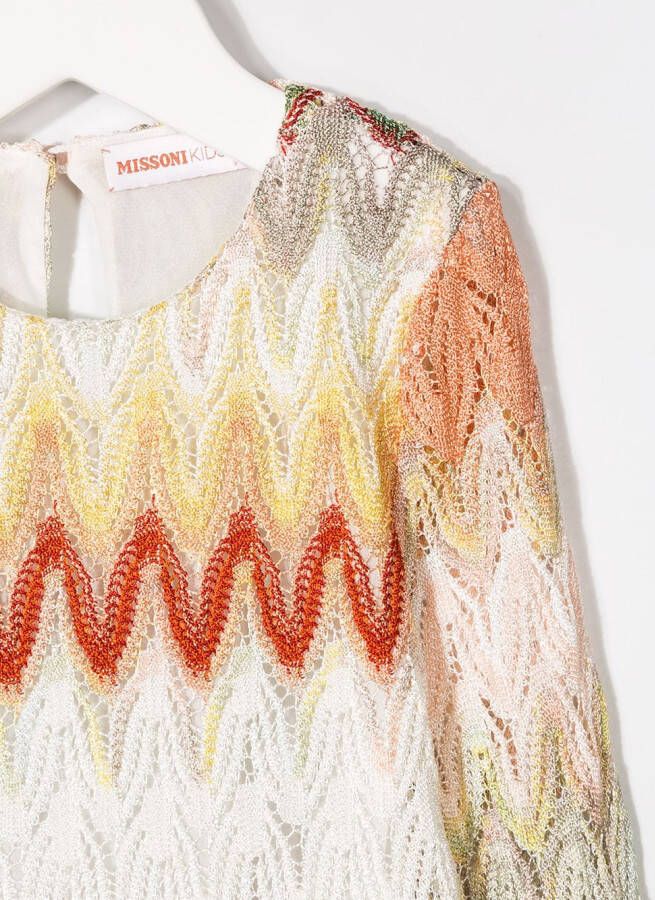 Missoni Kids Jurk met gedraaid patroon Beige