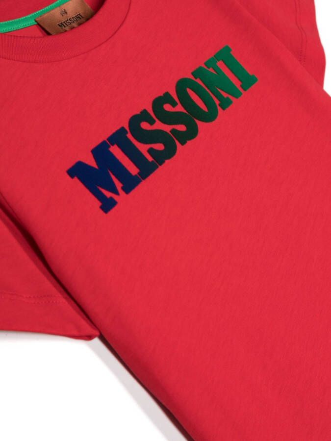 Missoni Kids T-shirt met geborduurd logo Rood