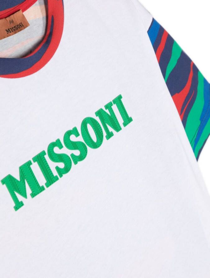 Missoni Kids T-shirt met zigzag patroon Blauw