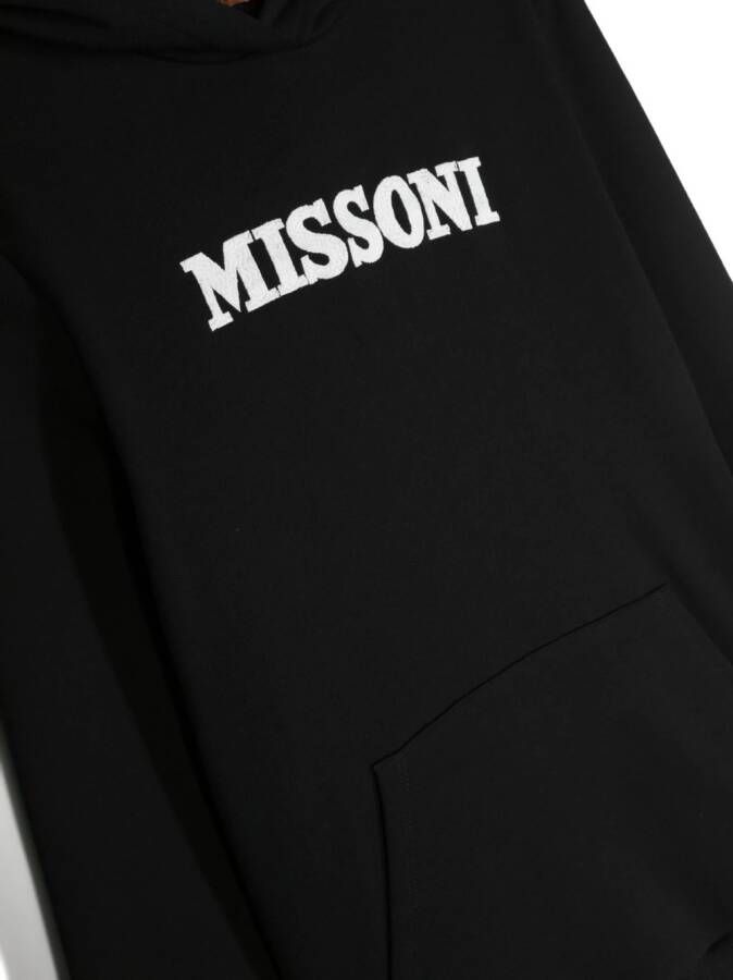 Missoni Kids Hoodie met geborduurd logo Zwart