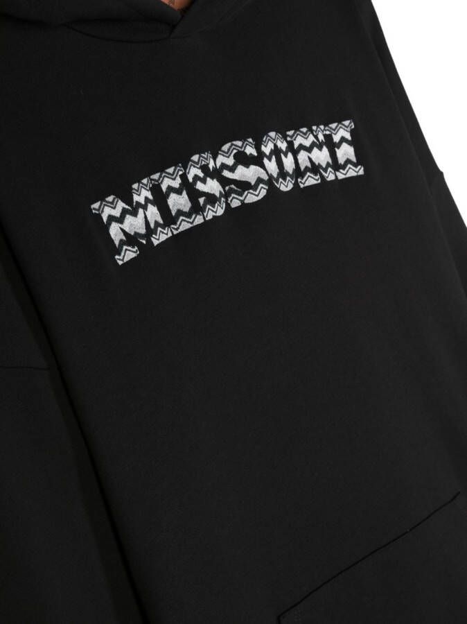 Missoni Kids Hoodie met logoprint Zwart