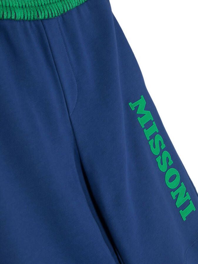 Missoni Kids Trainingsbroek met logoprint Blauw