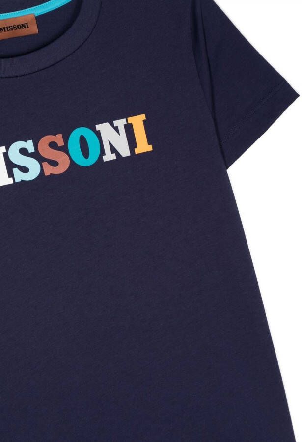 Missoni Kids T-shirt met logoprint Blauw