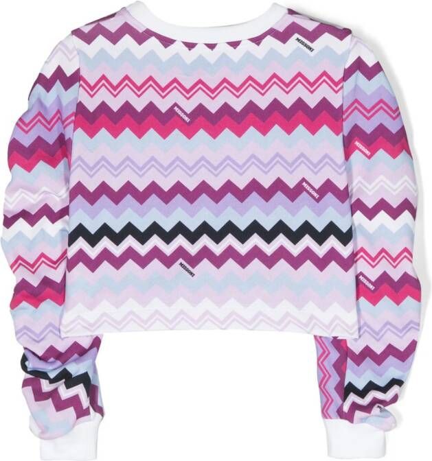 Missoni Kids Sweater met zigzag-print Roze
