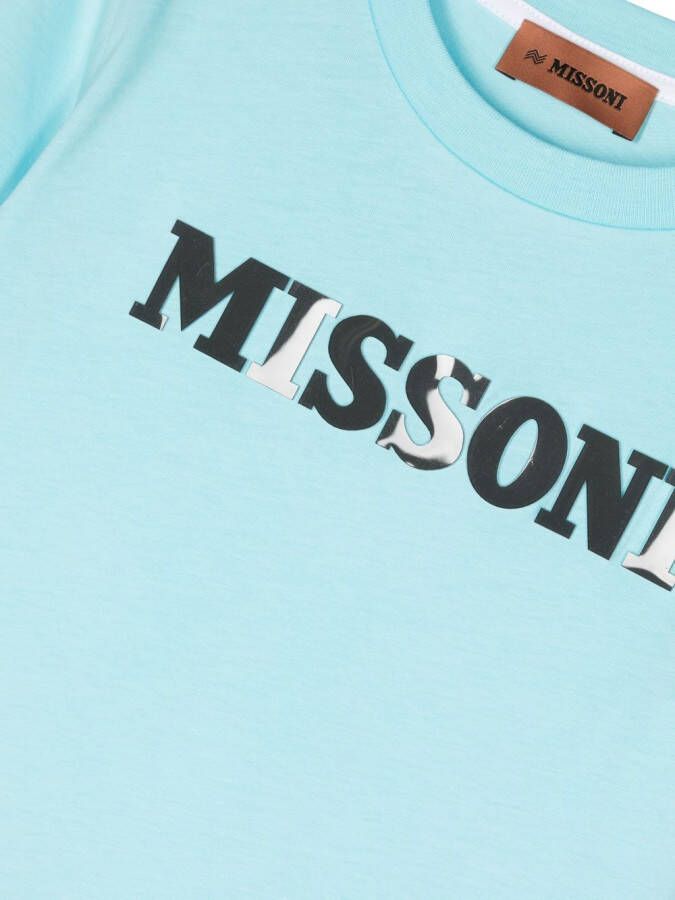 Missoni Kids T-shirt met logoprint Blauw