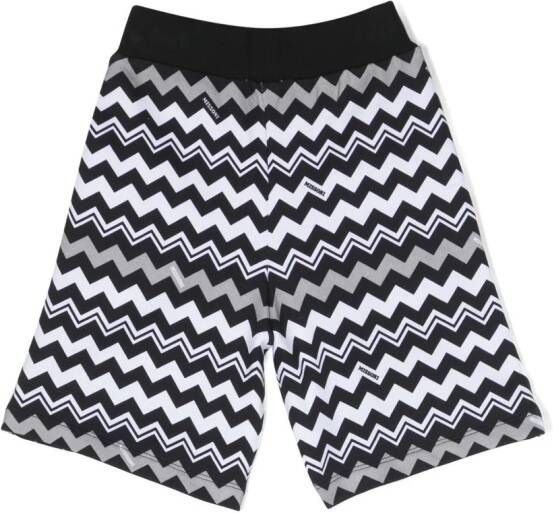 Missoni Kids Shorts met zigzag patroon Zwart