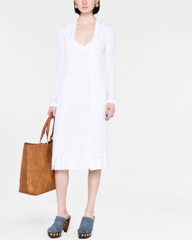 Missoni Midi-jurk met lange mouwen Wit