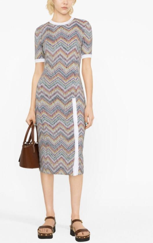 Missoni Midi-jurk met zigzag-patroon Wit