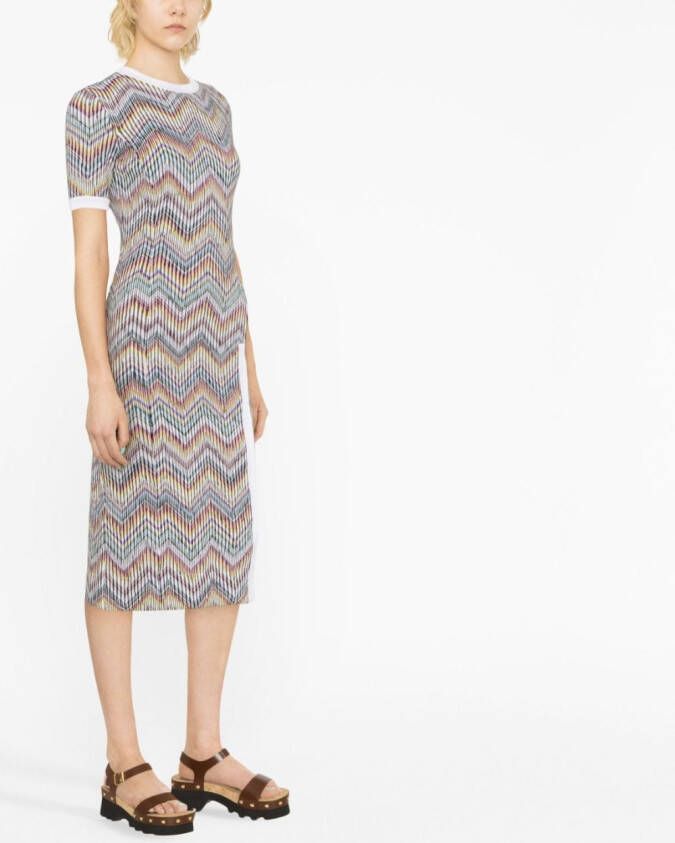 Missoni Midi-jurk met zigzag-patroon Wit