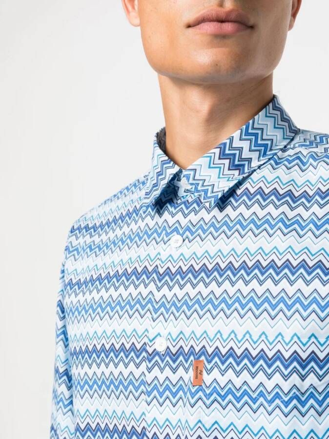 Missoni Overhemd met zigzag-patroon Blauw