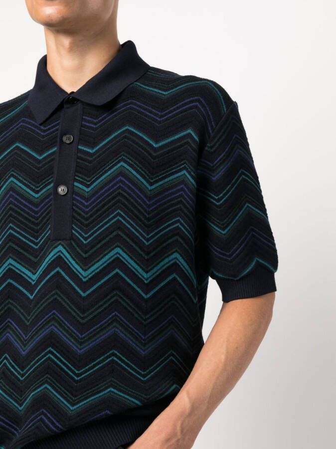 Missoni Poloshirt met zigzag-patroon Blauw