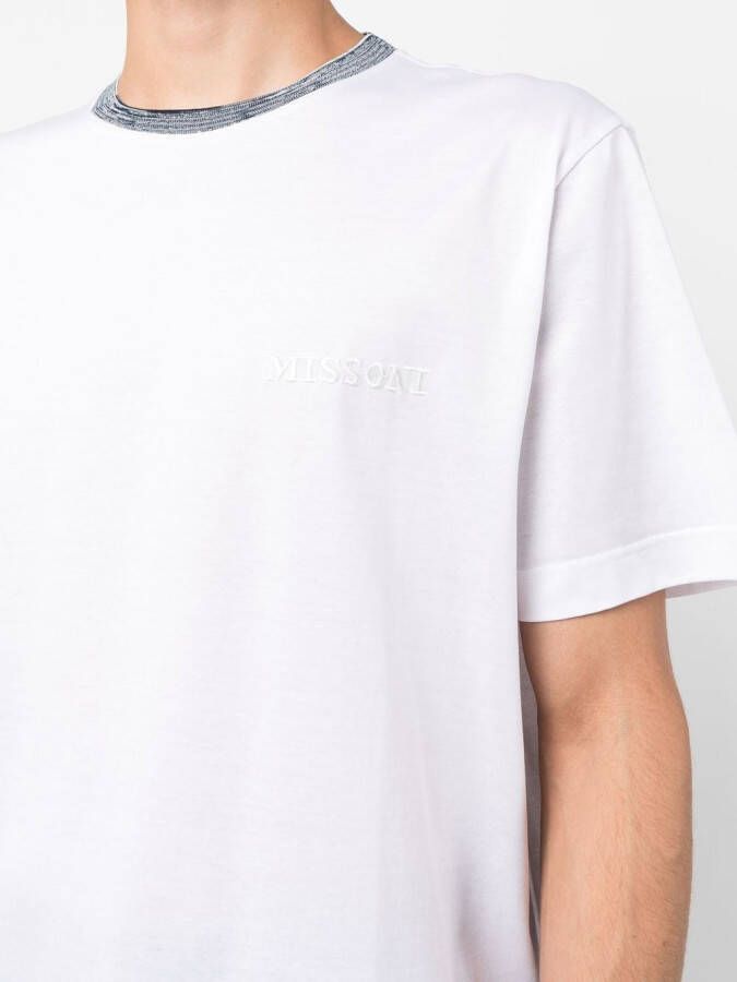 Missoni T-shirt met contrasterende hals Wit
