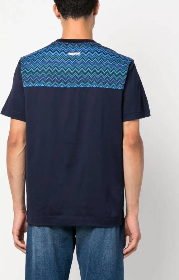 Missoni T-shirt met zigzag-patroon en ronde hals Blauw