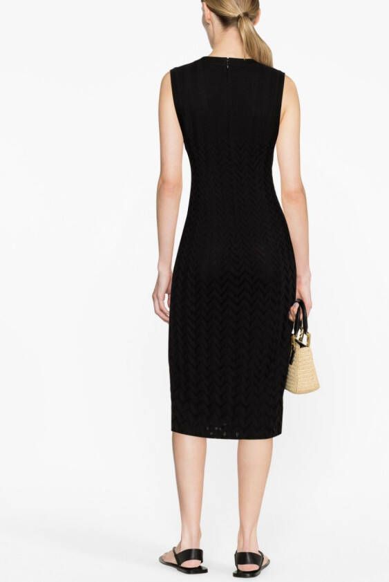 Missoni Midi-jurk met zigzag-patroon Zwart