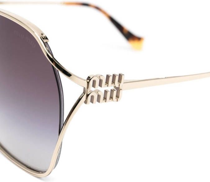 Miu Eyewear Zonnebril met oversized montuur Goud
