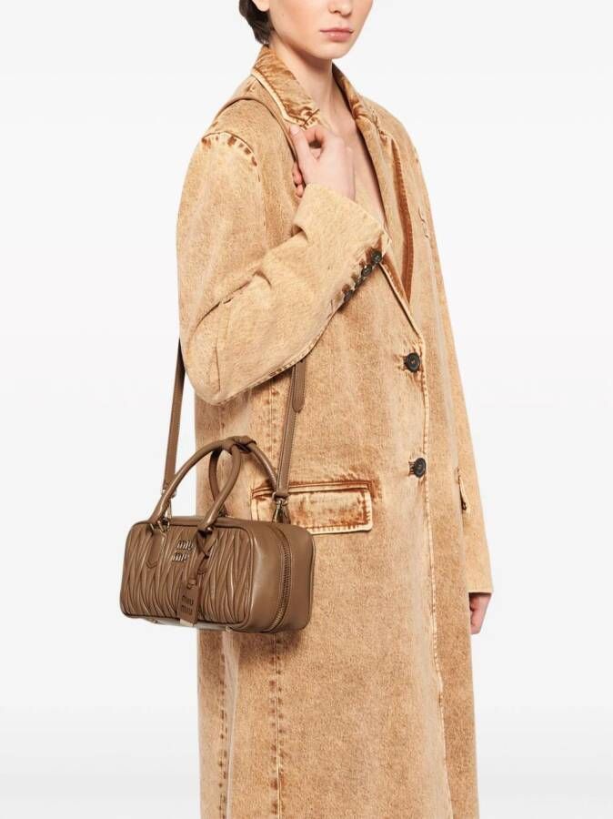 Miu Arco leren shopper Bruin